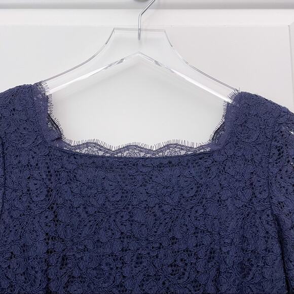 Adrianna Papell Navy Lace Dress Formal Career 8 - Picture 3 of 16